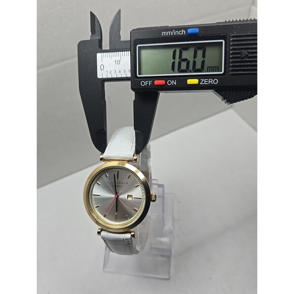 Ted Baker Ava Womens Gold Tone White Leather 36mm Date Quartz Watch New Battery - Picture 6 of 12